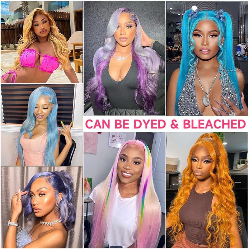 613 13x6 Lace Front Wig Human Hair 30 Inch Body Wave Blonde Wig, 200% Density Pre Plucked Blonde HD Lace Frontal Wig for Black Women
