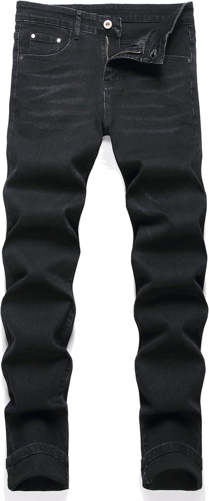 OIIIO Men's Patch Ripped Stretch Regular Fit Jean