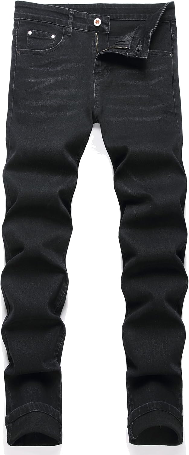 OIIIO Men's Patch Ripped Stretch Regular Fit Jean