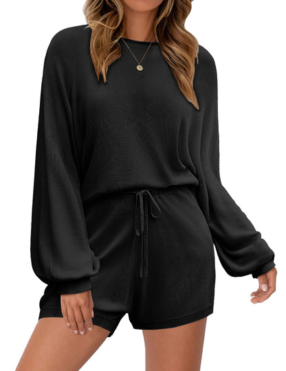 Ekouaer Knit Pajamas Set for Women Lounge Wear Sets Long Sleeve Sweatsuit Matching 2 Piece Outfits Casual Sweater Sets S-XXL