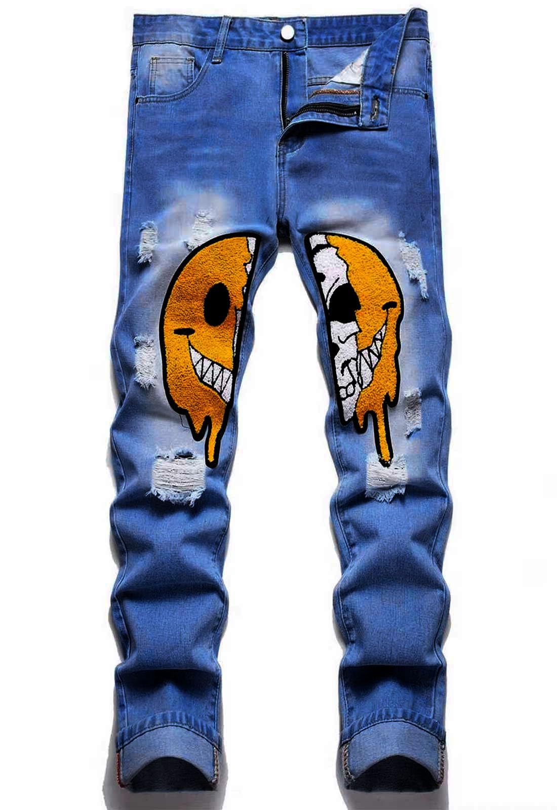 Boy's Skinny Fit Ripped Destroyed Distressed Fashion Kids Denim Jeans Pants