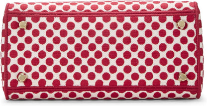 Pre-Loved Red Embroidered Canvas Dioramour Lady D-Lite Medium, Red