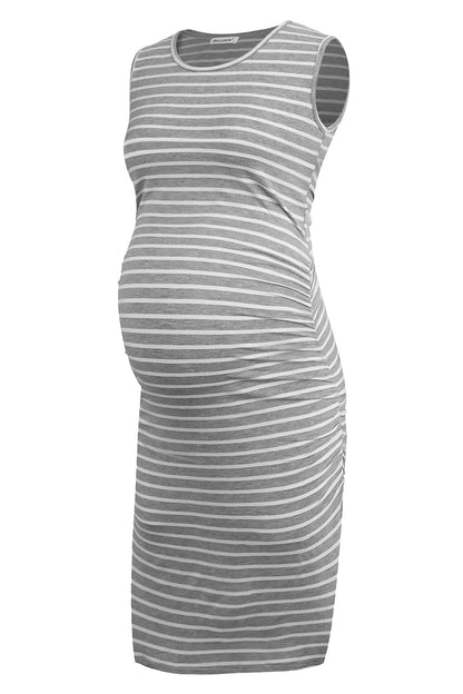 Smallshow Women's Sleeveless Maternity Dress Ruched Pregnancy Clothes