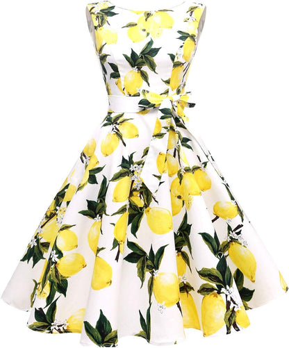 Hanpceirs Women's Boatneck Sleeveless Swing Vintage 1950s Cocktail Dress New