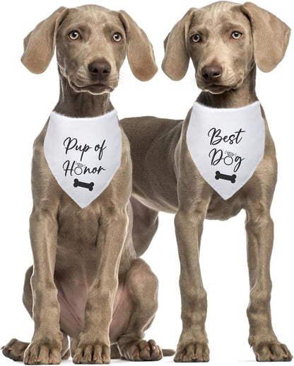 Pup of Honor Best Dog Bandana Wedding Dog Bandana Bridal Party Wedding Engagement Photo Prop Pet Scarf Accessories for Dog Lovers Owner Gift Pack of 2