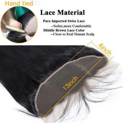 Hd Closure 5x5 Straight Closure 5x5 Transparent Lace Closure 12A Virgin Remy Human Hair Frontal Closure Pre Plucked With Baby Hair Natural Black Color(14inch)