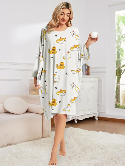 Plus Size Moo Moos for Women Oversized Sleep Shirts for Women Oversized Nightgown with Pocket Fit S-5XL