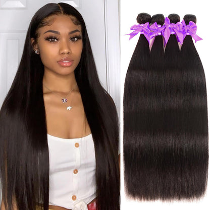 Straight Bundles Human Hair 10A Human Hair 3 Bundles Straight Hair 22 24 26 Inch Brazilian Virgin Deals Human Hair Extensions Natural Color