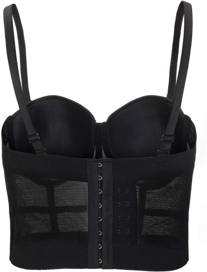Women's Handmade Rhinestone Diamond Push up Bustier Crop Top Punk Corset Bra Vest