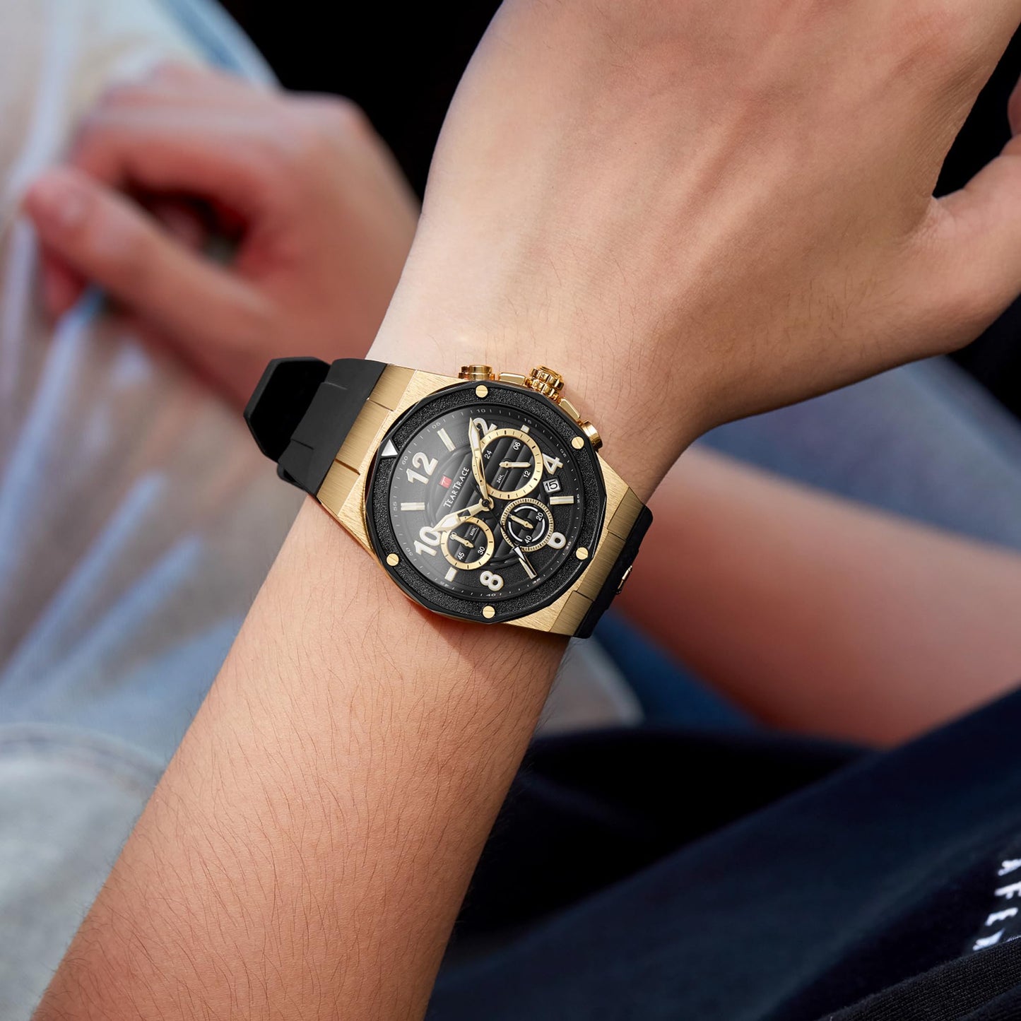 Watches for Men Analog Quartz Waterproof Sport Men’s Watch Tonneau Chronograph Luminous Fashionable Unique Casual Watch with Silicone Strap