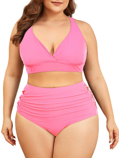 American Trends Womens Plus Size Bikini Two Piece Swimsuits Tummy Control Bathing Suits High Waisted Bikini Swimwear