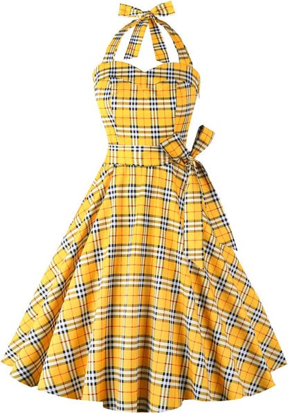 Topdress Women'sVintage Polka Audrey Dress 1950s Halter Retro Cocktail Dress