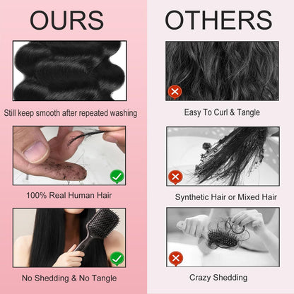 12A Human Hair Bundles with Closure Body Wave Bundles 20 22 24+18 Inch 5X5 HD Lace Closure Human Hair 100% Brazilian Virgin Hair Extensions 3 Bundles Deals Hair Quick Weave Bundle for Women