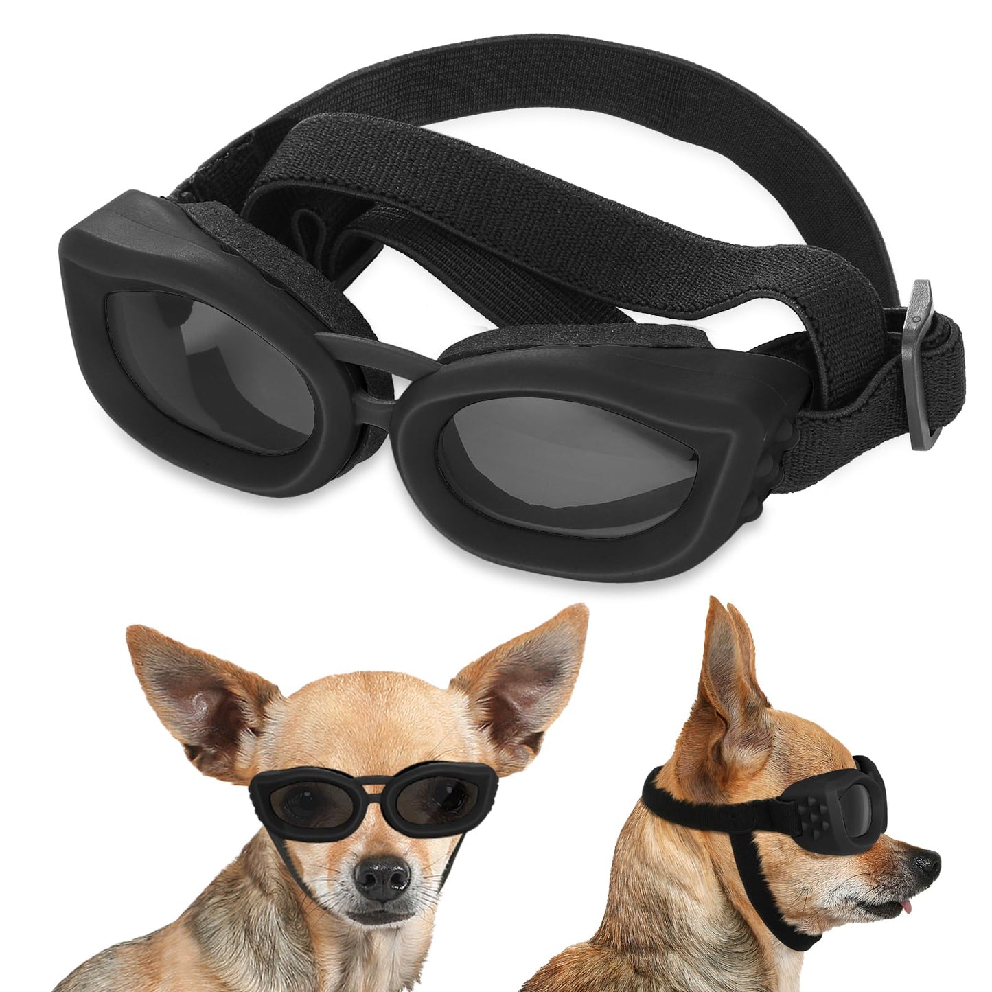 Small Dog Sunglasses UV Protection Goggles Eye Wear Protection with Adjustable Strap Doggy Heart Shape Anti-Fog Sunglasses for Pet Dogs Sun Glasses Doggie Windproof Glasses, Pink