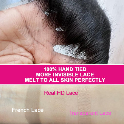 5x5 Transparent HD Lace Closure Body Wave Human Hair Closure Invisible Ultra-thin 5x5 Lace Closure Brazilian Raw Virgin Human Hair Pre Plucked Natural Black 16 Inch