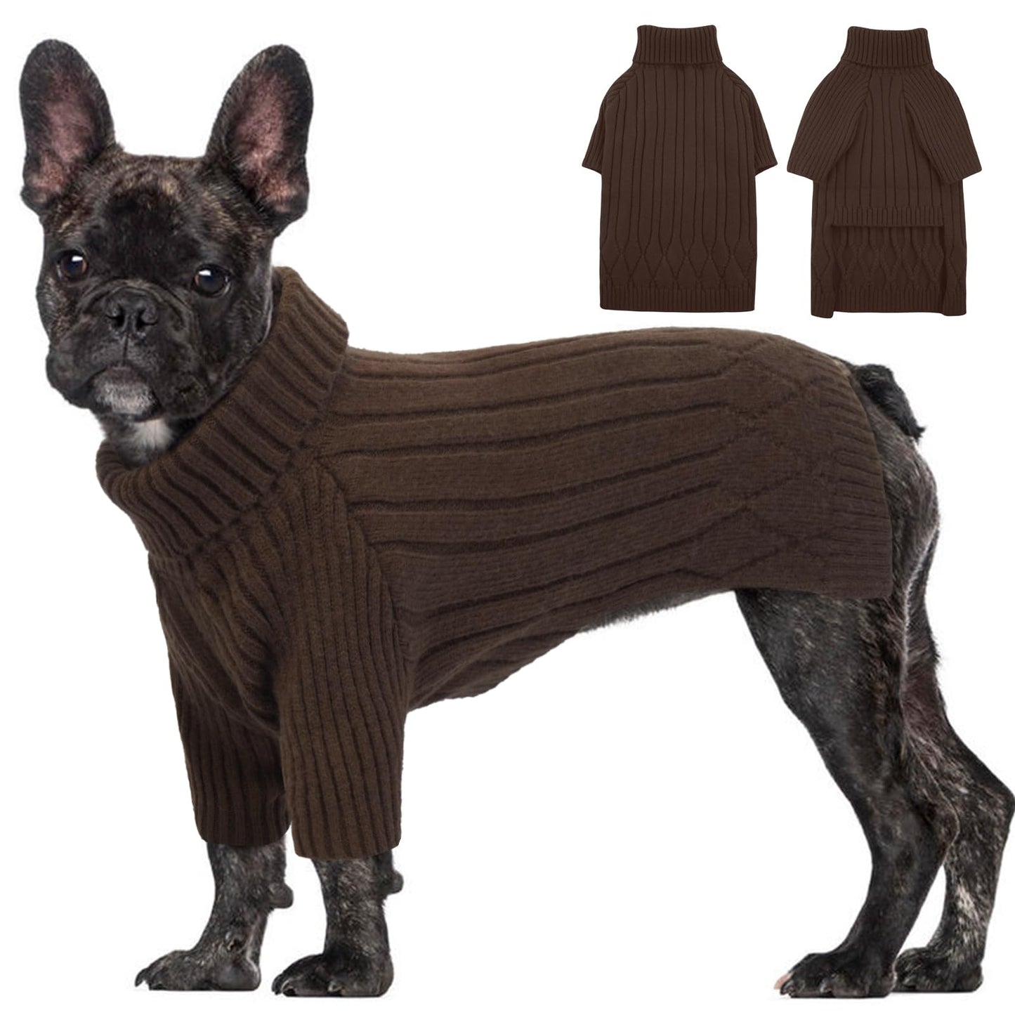 Large Dog Sweater - Turtleneck Thick Warm Doggie Christmas Sweater for Girl Boy Dogs (Red L)