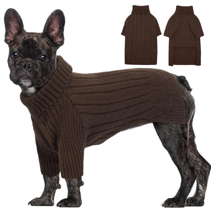 Large Dog Sweater - Turtleneck Thick Warm Doggie Christmas Sweater for Girl Boy Dogs (Red L)