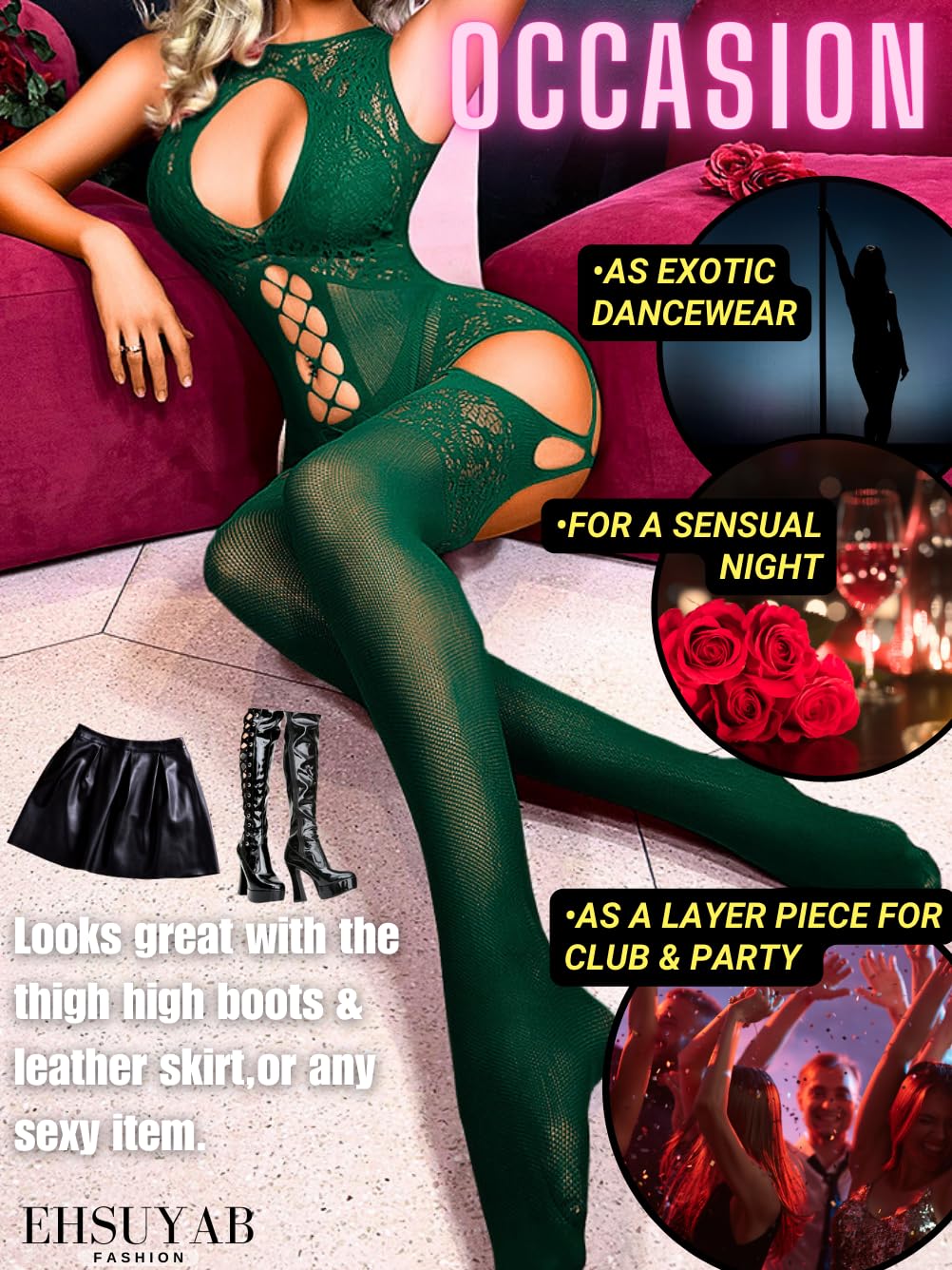 Women Body Stockings Sexy, Exotic Dancer Fishnets Lingerie Glow Party, Fishnet Bodysuit Rave Outfits Club Plus Size