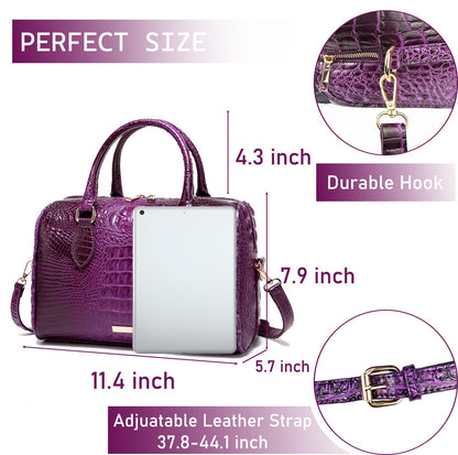 Top-Handle Crocodile Purses For Women Crossbody Leather Bags Trendy Large Capacity Tote with Shoulder Strap