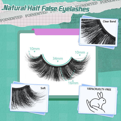 Mink Lashes Strip Eyelashes Volume False Eyelashes that Look Like Extensions Glamour Wispy Curly Fake Lashes 5 Pairs Pack