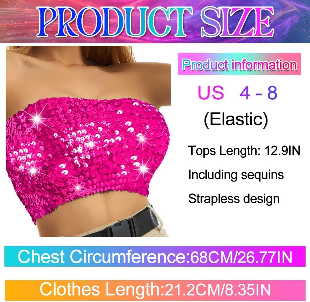 Nicute Sequin Tube Top Sparkly Crop Tops for Women