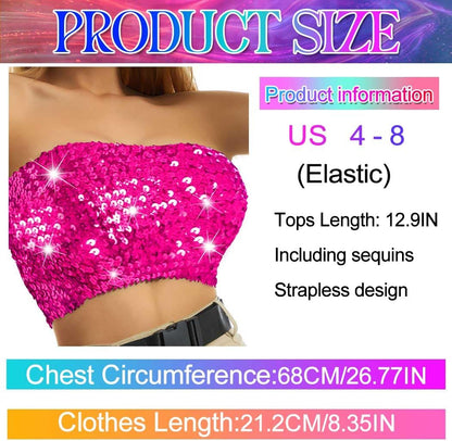 Nicute Sequin Tube Top Sparkly Crop Tops for Women