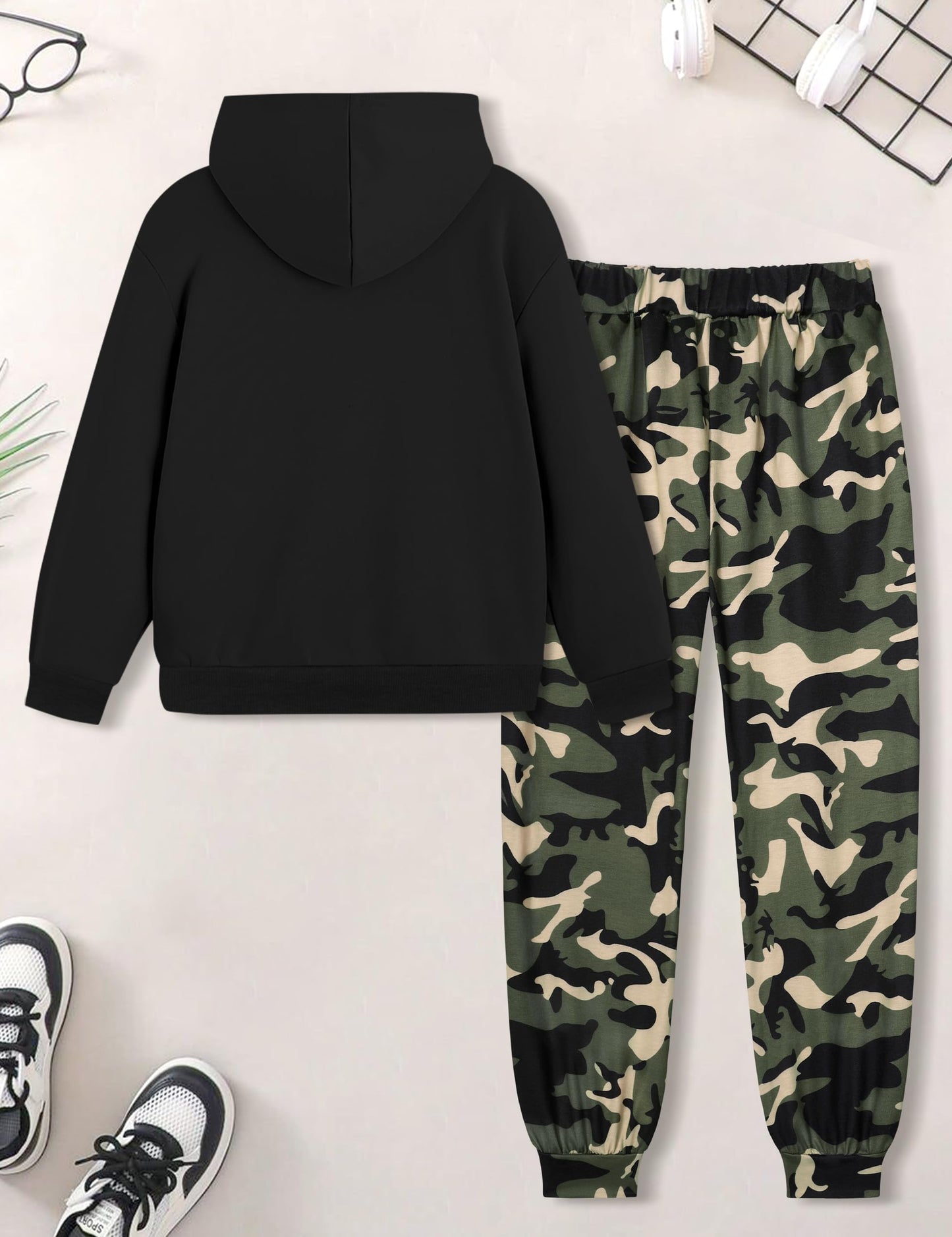 Boys Clothes Camo Boys Outfits Letter Printing Pullover Hoodie and Pants 2Pcs Winter Kids Clothes Boys for 7-14 Years