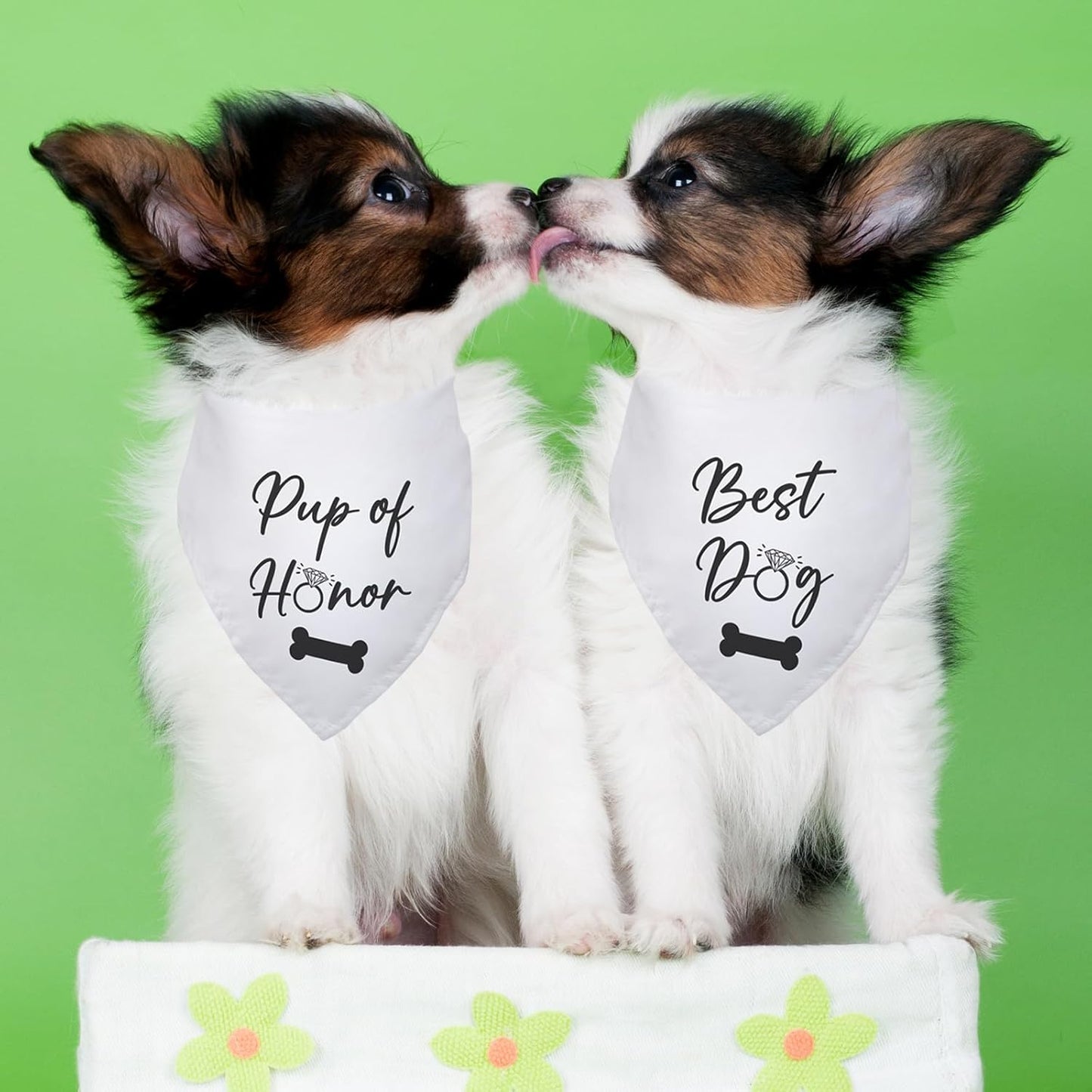Pup of Honor Best Dog Bandana Wedding Dog Bandana Bridal Party Wedding Engagement Photo Prop Pet Scarf Accessories for Dog Lovers Owner Gift Pack of 2