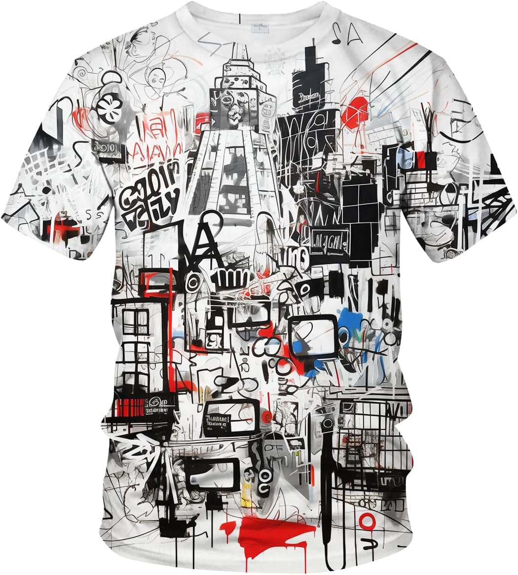 Men's Artist Street Letter Graffiti Markers T-Shirt Shirts 3D Printing Graffiti Graphic Shirt Tee Top