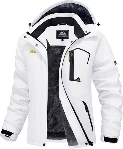MAGCOMSEN Women's Ski Jacket Waterproof Insulated Snow Jacket Warm Windproof Winter Coats with Hood Fleece Lined Jacket