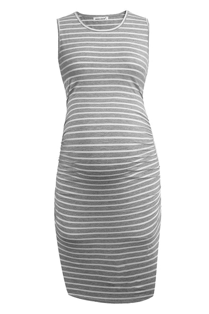 Smallshow Women's Sleeveless Maternity Dress Ruched Pregnancy Clothes