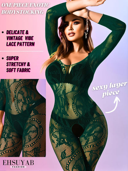 Women Sexy Body Stockings, Fishnet Bodysuit Glow Party Rave, Exotic Dancer Wear Fishnets Lingerie Outfits Plus Size