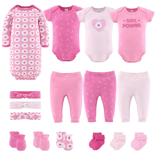 The Peanutshell Baby Girl Clothes & Essentials, Baby Layette Gift Set for Girls, Newborn Girl Gift Sets, Pretty in Pink