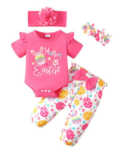 SUNNY PIGGY Newborn Infant Baby Girl Clothes Ruffle Romper Toddler Girl Floral Cotton Pant Sets Girls Clothing Outfit