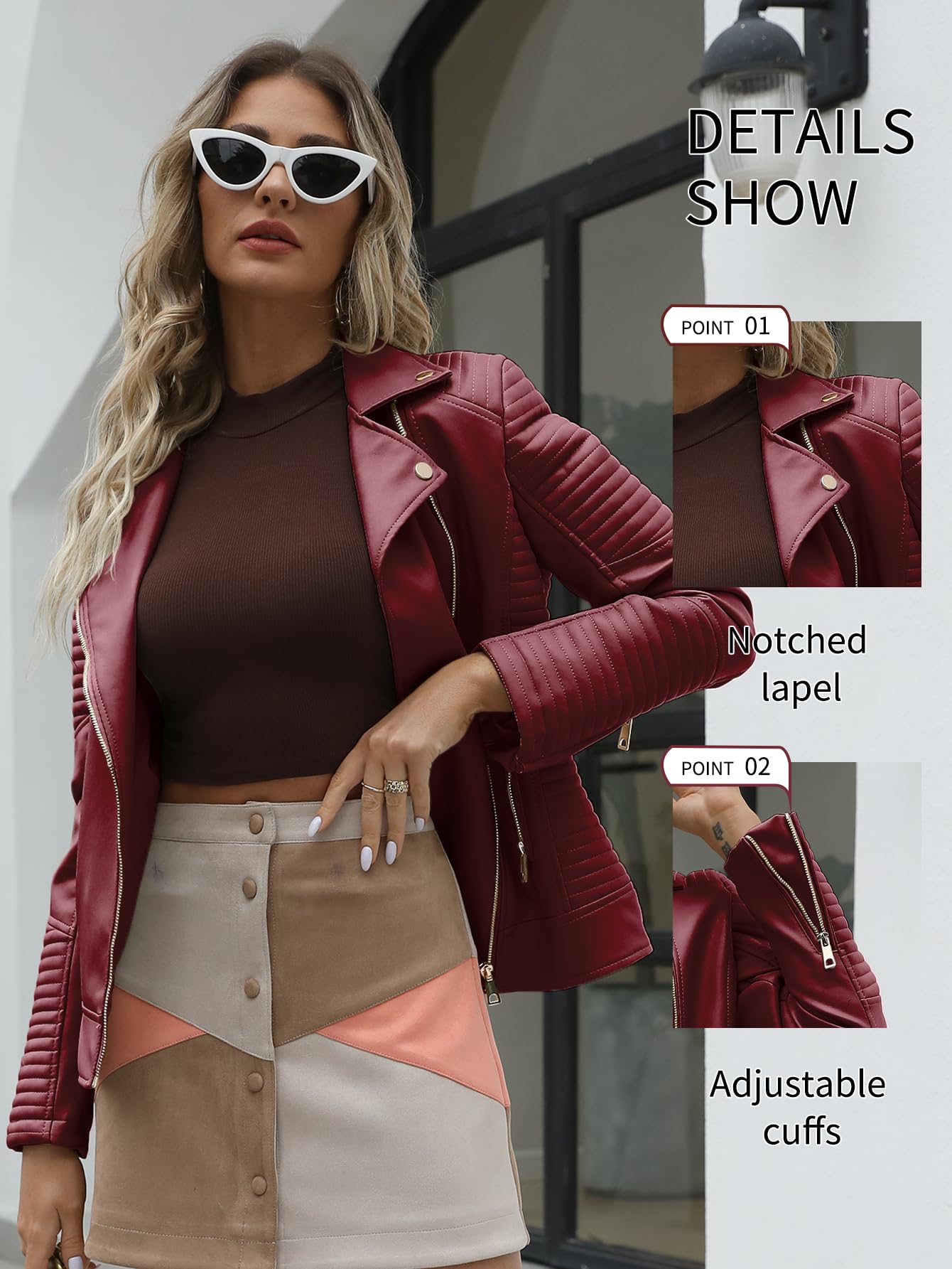 Bellivera Women's Faux Leather Casual Jacket 2025 Spring Trendy Motorcycle Outfits Lightweight Classic Coat