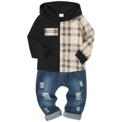 YUEMION Toddler Boy Clothes Long Sleeve Print Hoodies +Denim Pants 2Pcs Fall Winter Sweatshirt Baby Boy Outfits Set 1-6Y