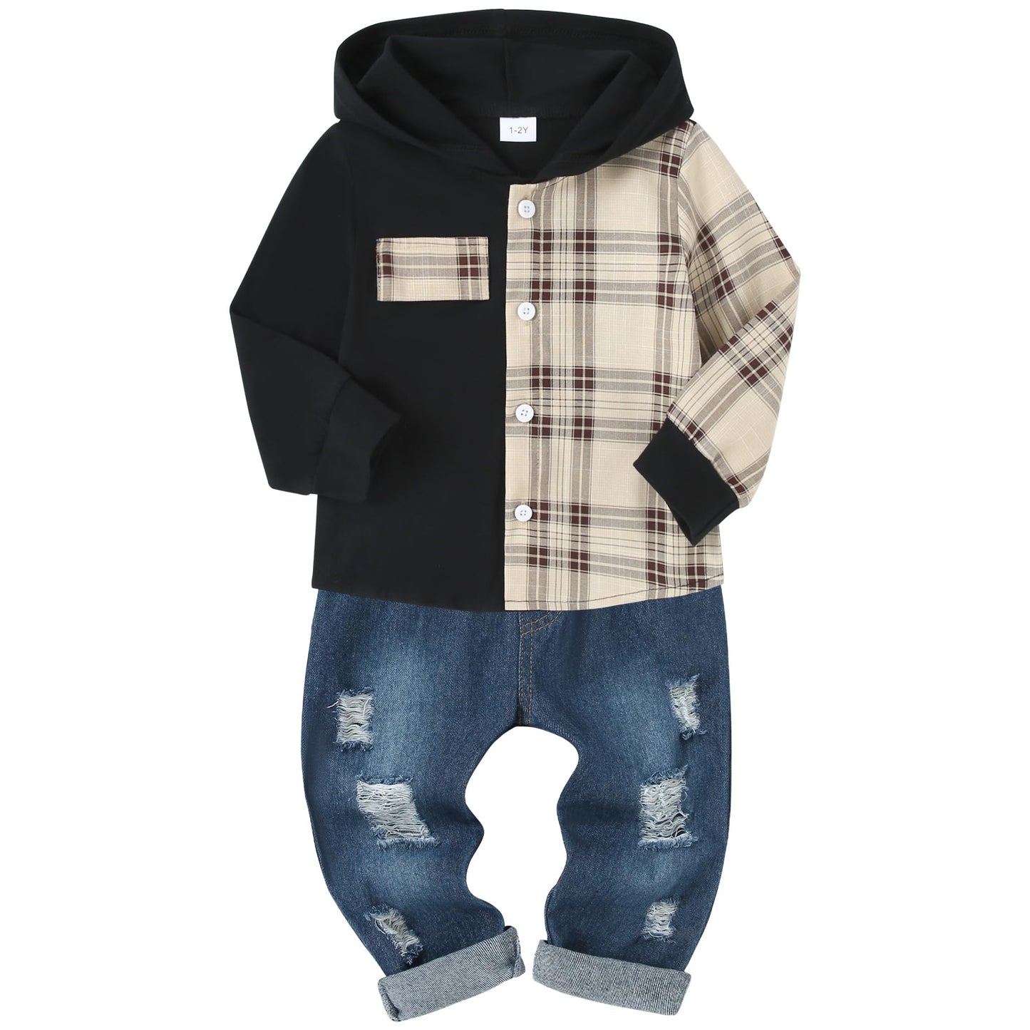 YUEMION Toddler Boy Clothes Long Sleeve Print Hoodies +Denim Pants 2Pcs Fall Winter Sweatshirt Baby Boy Outfits Set 1-6Y