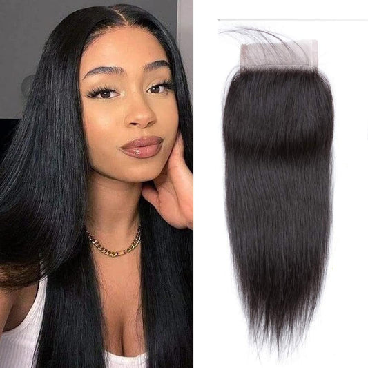 Hd Closure 5x5 Straight Closure 5x5 Transparent Lace Closure 12A Virgin Remy Human Hair Frontal Closure Pre Plucked With Baby Hair Natural Black Color(14inch)