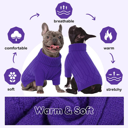 Large Dog Sweater - Turtleneck Thick Warm Doggie Christmas Sweater for Girl Boy Dogs (Red L)