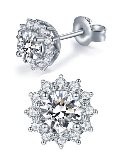 IMOLOVE Moissanite Stud Earrings for Women in Sterling Silver Hypoallergenic 1-3CT D Color Round Cut Moissante Earrings