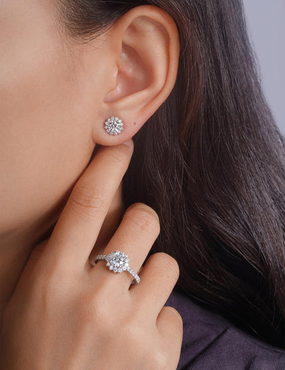 IMOLOVE Moissanite Stud Earrings for Women in Sterling Silver Hypoallergenic 1-3CT D Color Round Cut Moissante Earrings