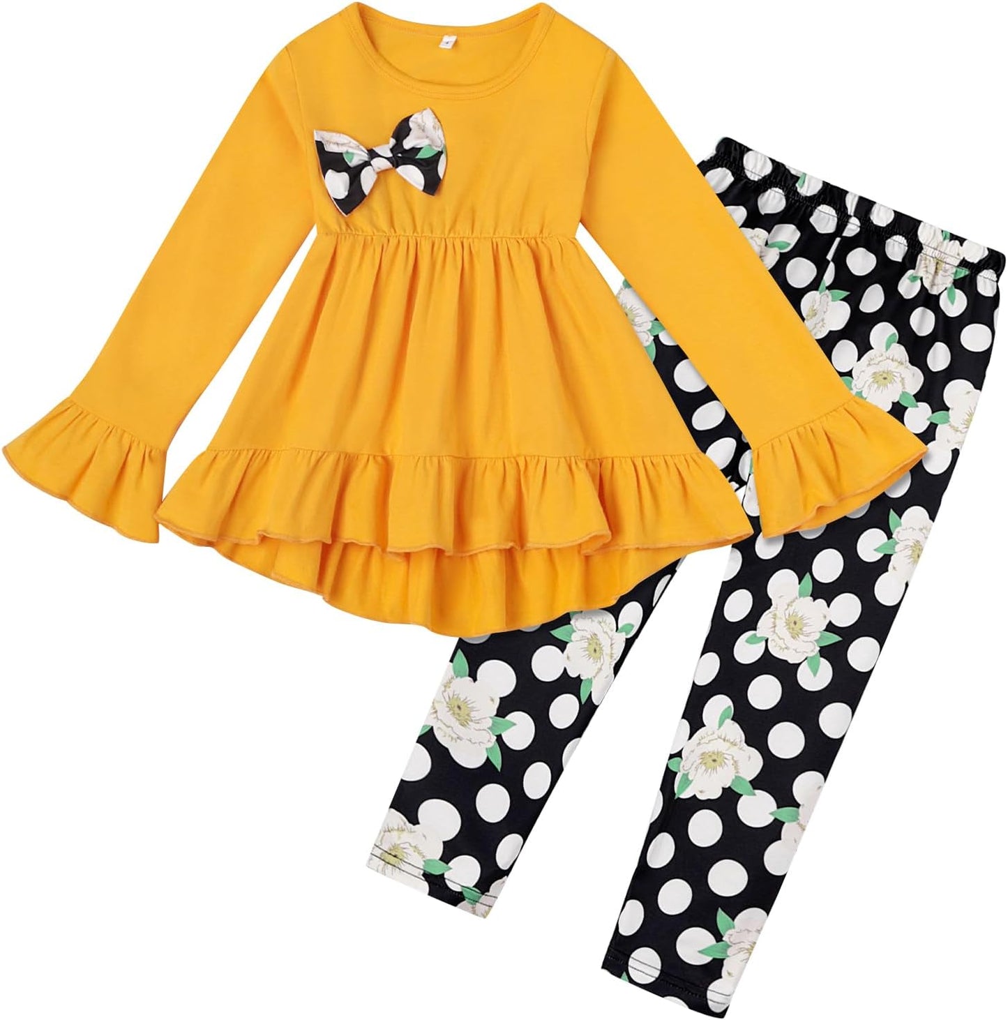 Toddler Kid Girl Clothes Ruffle Sleeve High Low Top Floral Allover Pants Fall Winter Outfit Set