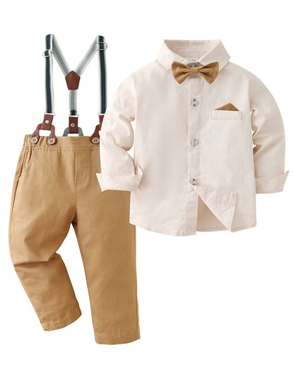 DISAUR Baby Boy Clothes Suits Toddler Dress Shirt With Bowtie Suspender Pants Outfit Sets Gentleman Wedding 1-6 Years