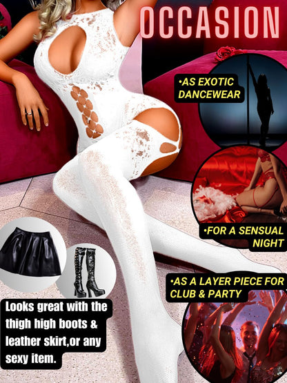 Women Body Stockings Sexy, Exotic Dancer Fishnets Lingerie Glow Party, Fishnet Bodysuit Rave Outfits Club Plus Size