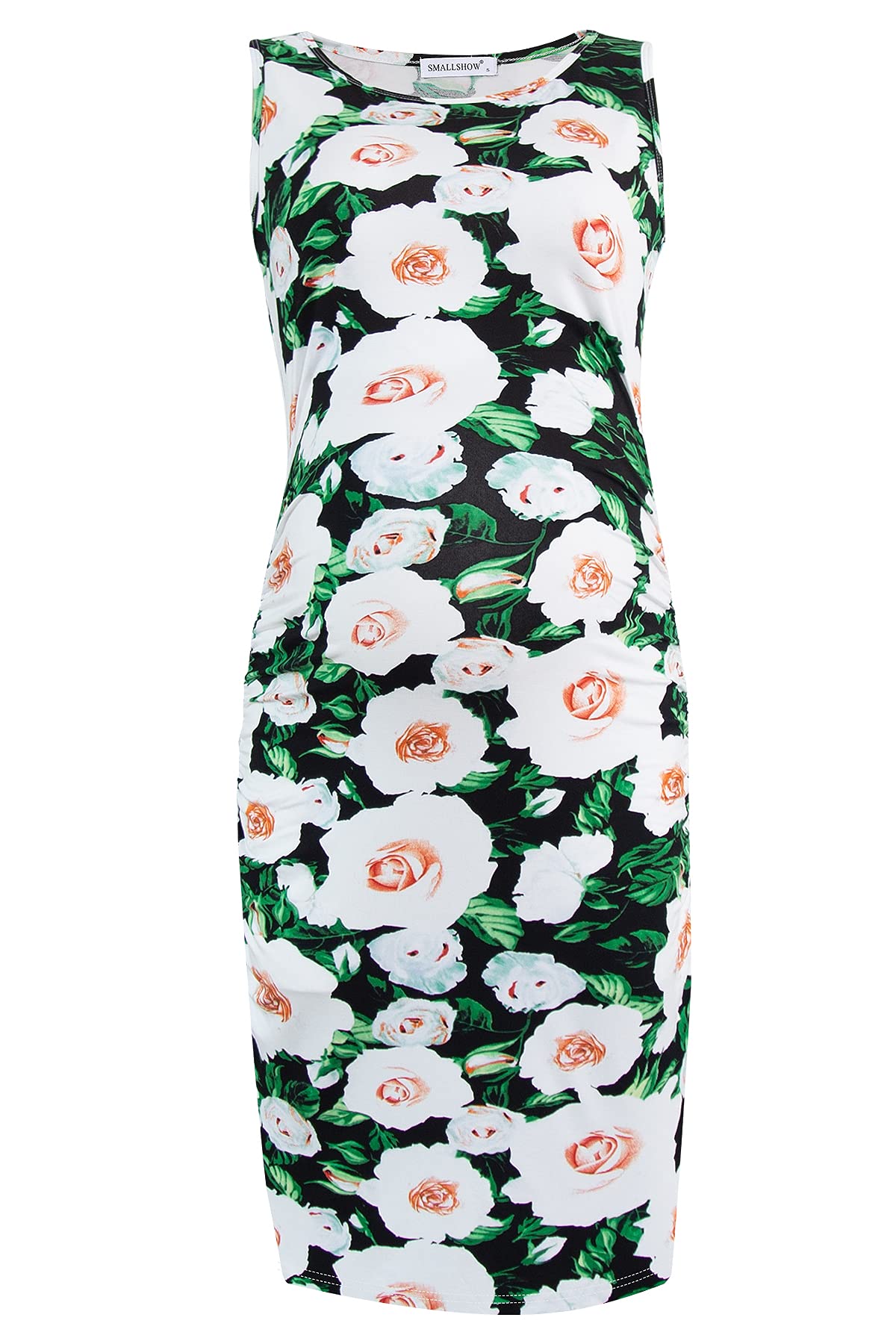 Smallshow Women's Sleeveless Maternity Dress Ruched Pregnancy Clothes
