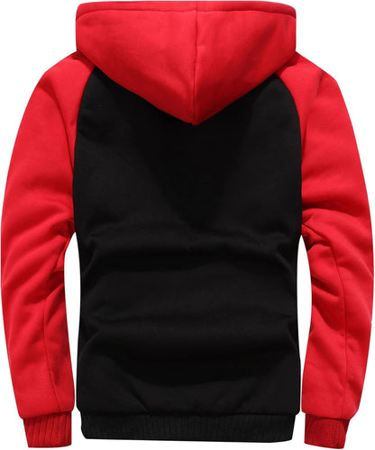GXAMOY Men's Winter Fleece Hoodies for Men Heavyweight Warm Thick Full Zip Up Sweatshirt Outerwear