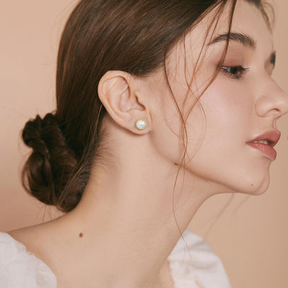 Moissanite Stud Earrings, VVSI Quality D Color Round Cut, Lab Created 925 Sterling Silver with 18K White Gold Plated, Double Halo Design – Idea Gift for Women Men