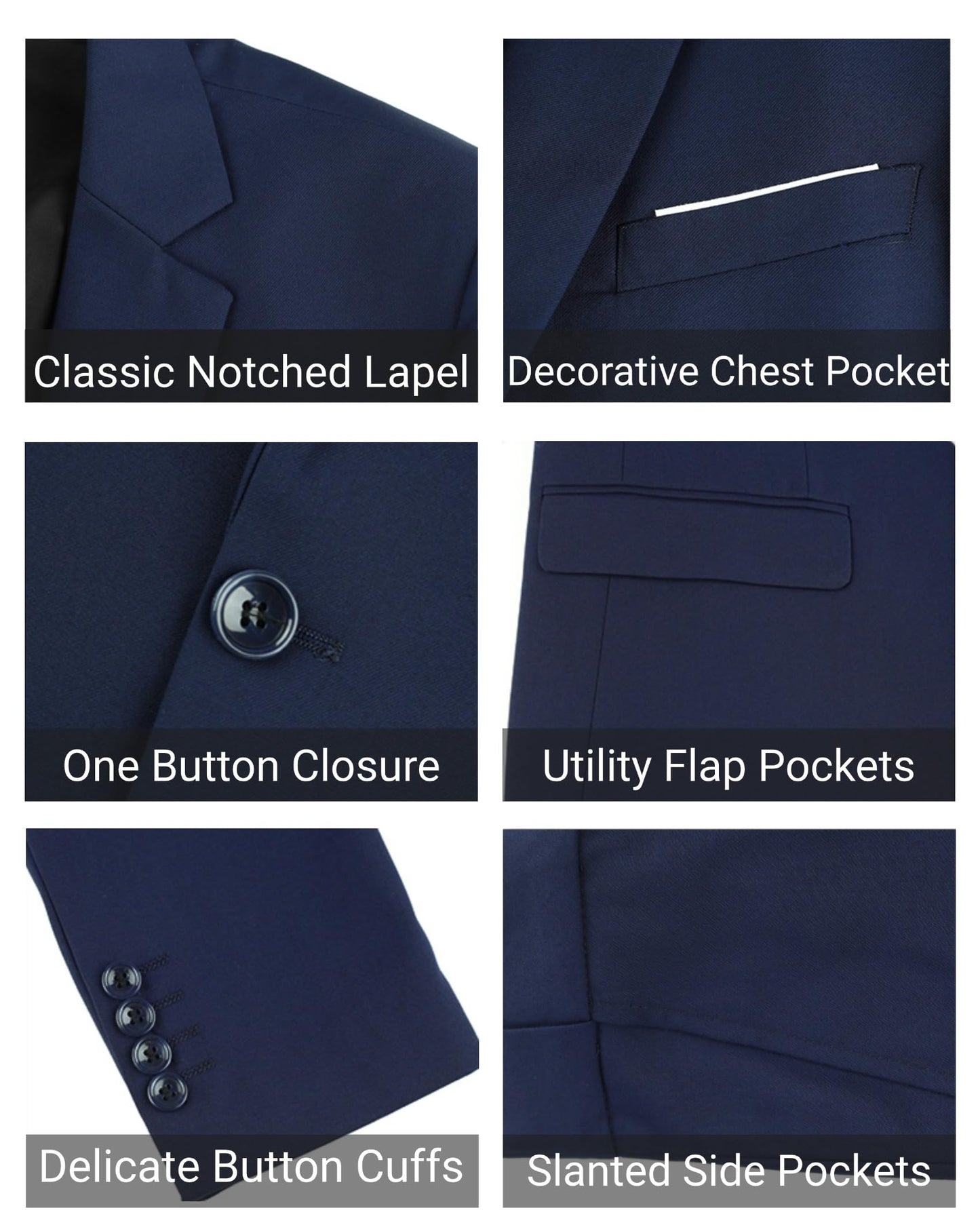 Cloudstyle Mens 3-Piece Suit Notched Lapel One Button Slim Fit Formal Jacket Vest Pants Set