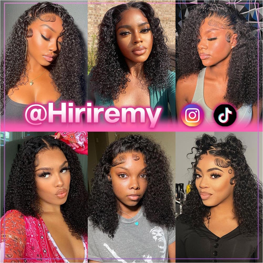 Curly Bob Wig Human Hair Deep Wave 13x4 HD Lace Front Wigs For Black Women Human Hair Pre Plucked Wear And Go Glueless Short Wet And Wavy Ombre Honey Blonde Highlight Color 4/27 14 Inch