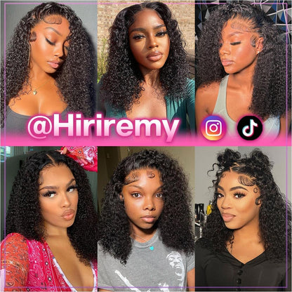 Curly Bob Wig Human Hair Deep Wave 13x4 HD Lace Front Wigs For Black Women Human Hair Pre Plucked Wear And Go Glueless Short Wet And Wavy Ombre Honey Blonde Highlight Color 4/27 14 Inch